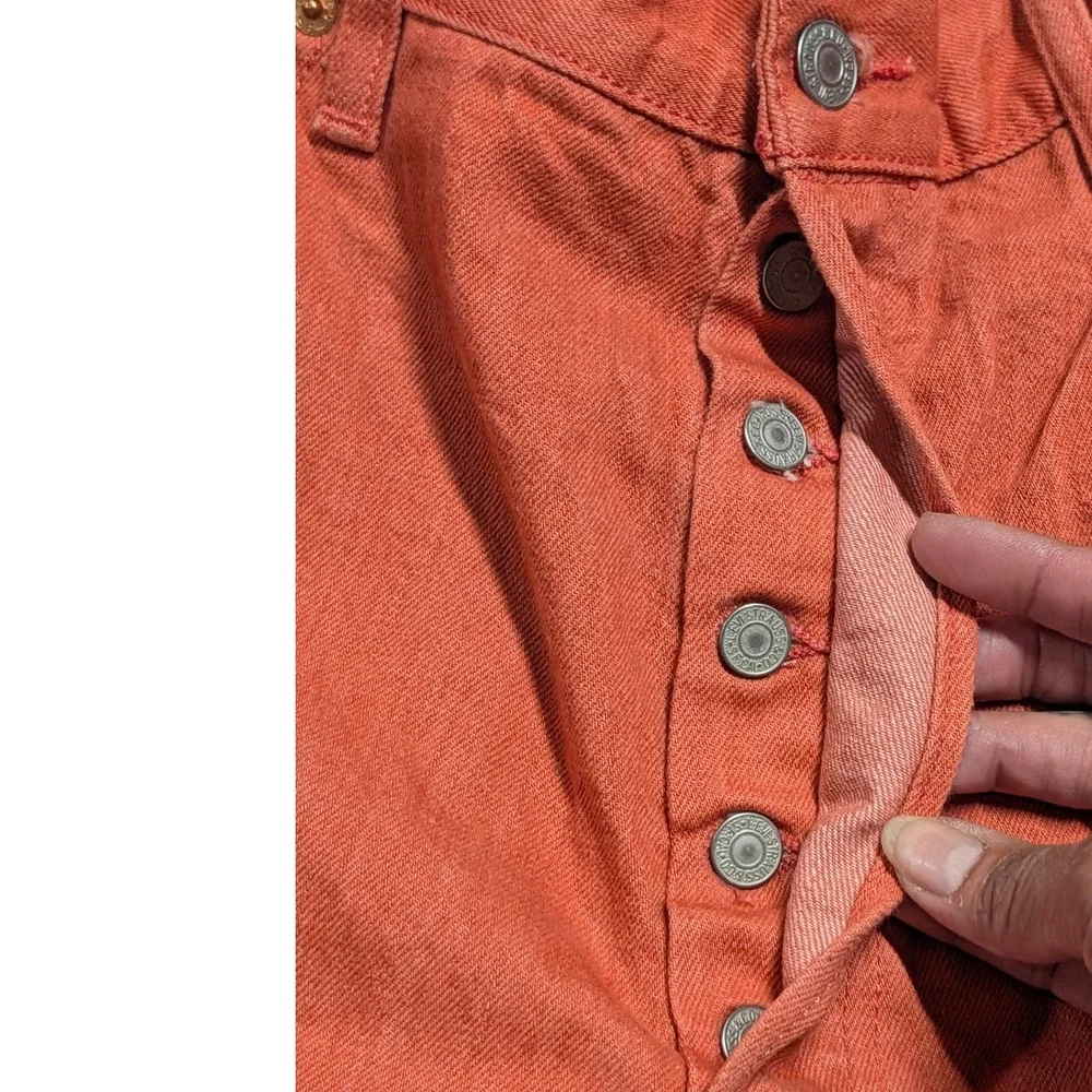 Levi's 501 Original Fit Straight Leg Salmon Orange Jeans Mens 40x32